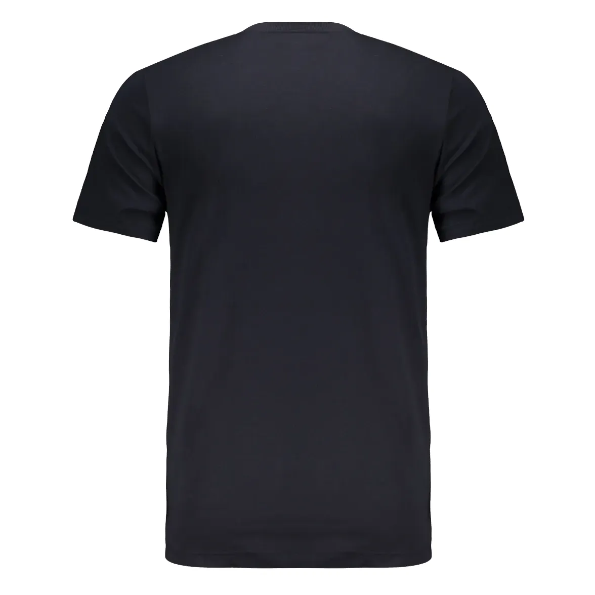 Vista traseira da camiseta masculina preta Puma, gola redonda e mangas curtas